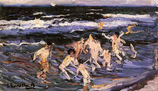 Ninos en el Mar Oil Painting by Joaquin Sorolla Y Bastida