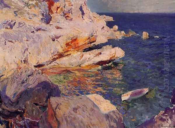 Rocks at Javea Oil Painting by Joaquin Sorolla Y Bastida