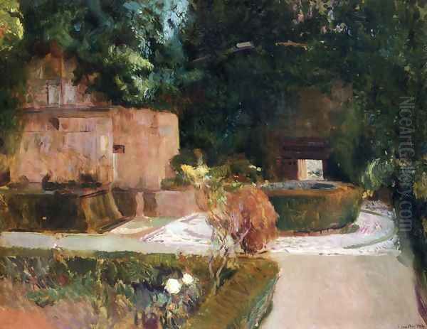 The Los Adarves Gardens, The Alhambra, Granada by Joaquin Sorolla Y Bastida