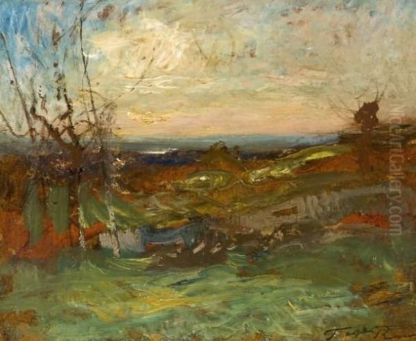 Paysage Pres De Cremieu Oil Painting by Francois Auguste Ravier