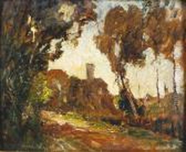 Village Dans Les Bois Oil Painting by Francois Auguste Ravier