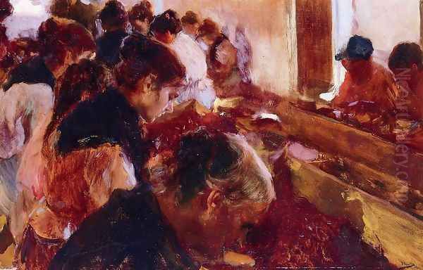 Stemming Raisins, Javea Oil Painting by Joaquin Sorolla Y Bastida