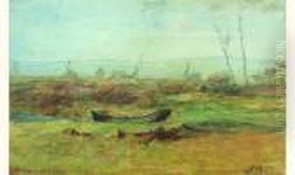 Barque Dans Un Paysage Oil Painting by Francois Auguste Ravier