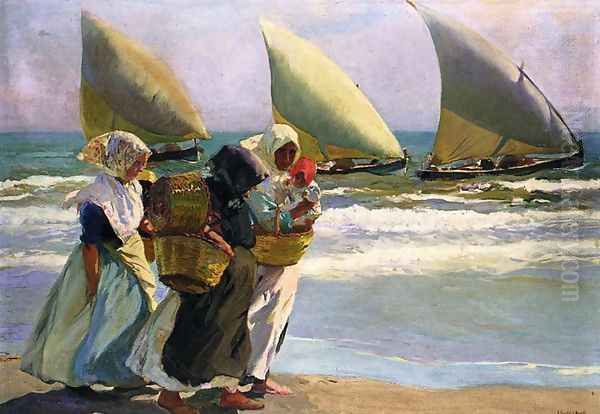 Three Sails Oil Painting by Joaquin Sorolla Y Bastida