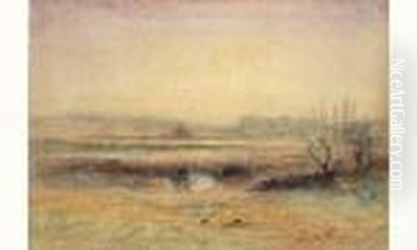 Paysage Au Soleil Couchant Oil Painting by Francois Auguste Ravier