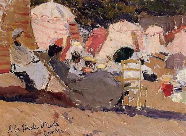 The Beach at Biarritz Oil Painting by Joaquin Sorolla Y Bastida