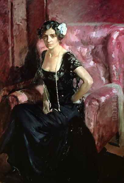 Clotilde in an Evening Dress, 1910 Oil Painting by Joaquin Sorolla Y Bastida