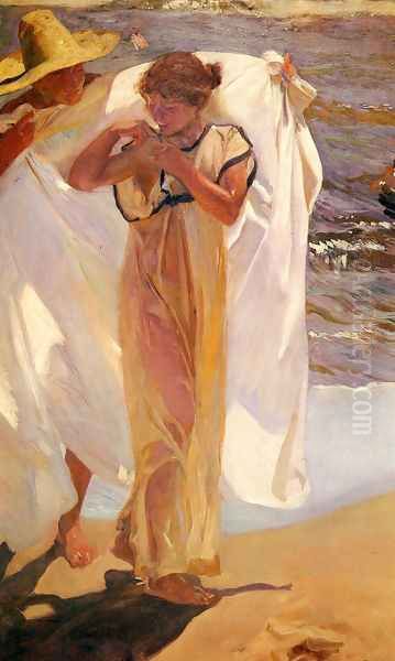 Saliendo del bano (Leaving the Bath) Oil Painting by Joaquin Sorolla Y Bastida