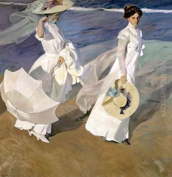 Strolling along the Seashore, 1909 Oil Painting by Joaquin Sorolla Y Bastida