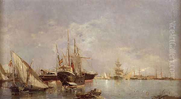 Puerto de Valencia (Port of Valencia) Oil Painting by Joaquin Sorolla Y Bastida