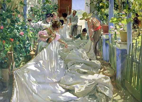 Mending the Sail, 1896 Oil Painting by Joaquin Sorolla Y Bastida