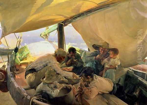 Lunch on the Boat, 1898 Oil Painting by Joaquin Sorolla Y Bastida