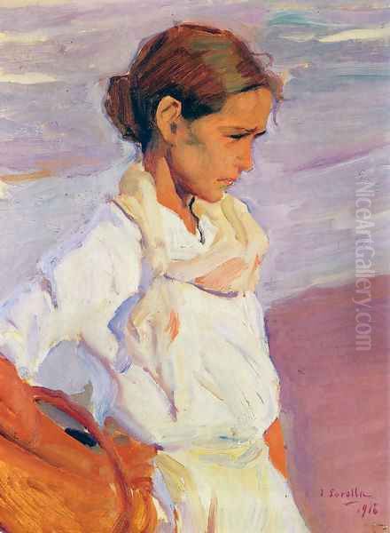 Pescadora valenciana (Valencian Fishergirl) Oil Painting by Joaquin Sorolla Y Bastida