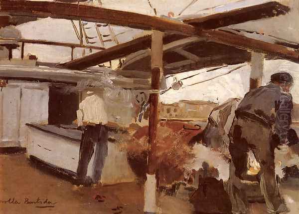 Two Men On A Deck Oil Painting by Joaquin Sorolla Y Bastida