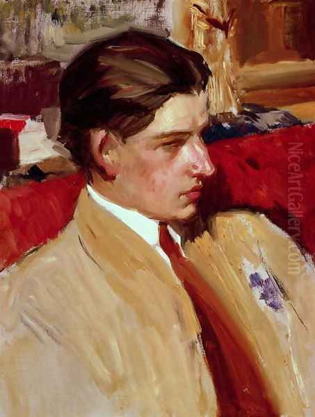 Self portrait in profile Oil Painting by Joaquin Sorolla Y Bastida