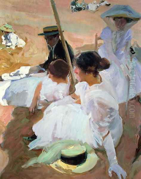 Under the Parasol Zarauz 1910 Oil Painting by Joaquin Sorolla Y Bastida