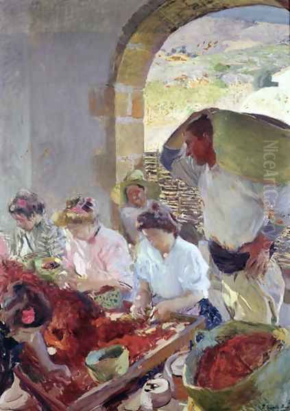 Preparing the Dry Grapes, 1890 Oil Painting by Joaquin Sorolla Y Bastida