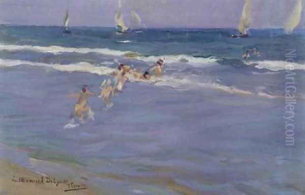 Niños en el mar (Children in the sea) Oil Painting by Joaquin Sorolla Y Bastida