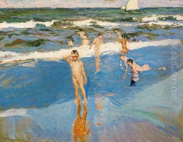 Children at sea. Beach of Valencia Oil Painting by Joaquin Sorolla Y Bastida