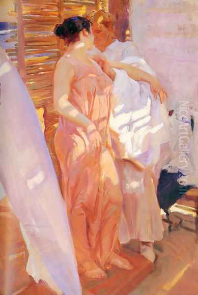 La bata rosa (The Pink Robe) Oil Painting by Joaquin Sorolla Y Bastida