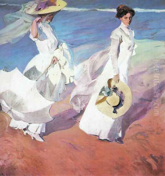 Walk on the seafront Oil Painting by Joaquin Sorolla Y Bastida