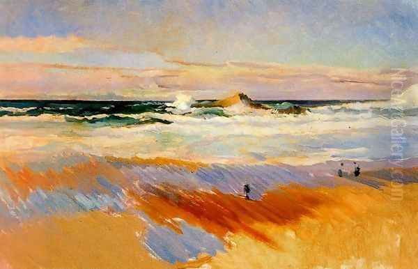 Biarritz beach Oil Painting by Joaquin Sorolla Y Bastida