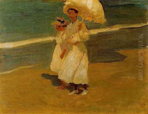 On the beach Oil Painting by Joaquin Sorolla Y Bastida