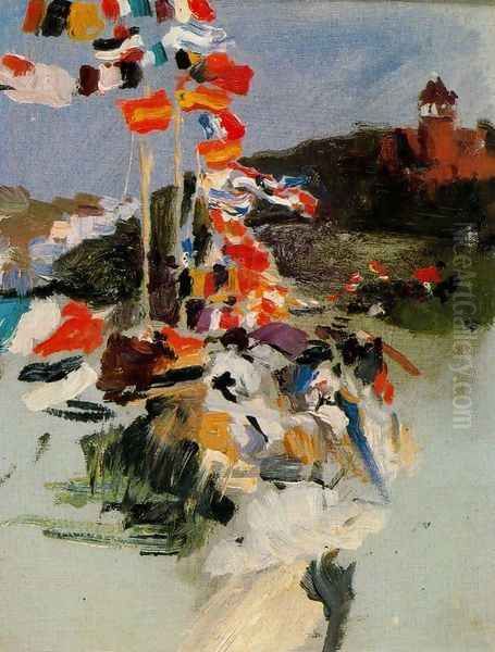 Equestrian Competition in Ondarreta Oil Painting by Joaquin Sorolla Y Bastida