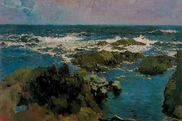 Rocks and Sea of St. Stephen, Asturias Oil Painting by Joaquin Sorolla Y Bastida