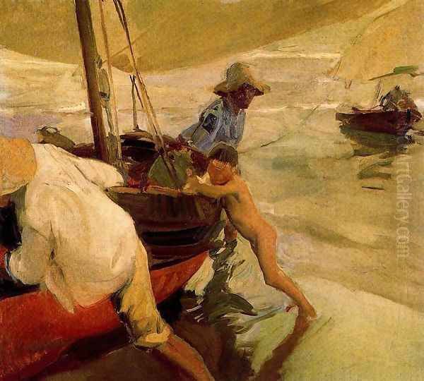 Sun morning. Valencia beach Oil Painting by Joaquin Sorolla Y Bastida