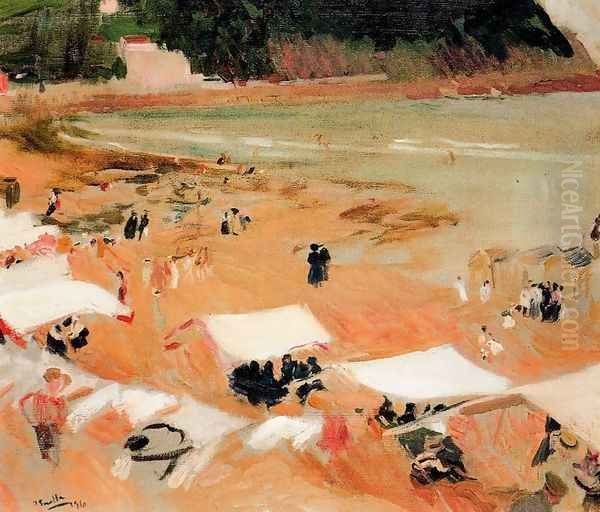 Beach of Zarauz Oil Painting by Joaquin Sorolla Y Bastida