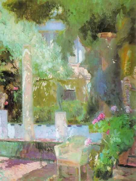 Garden of Sorolla house Oil Painting by Joaquin Sorolla Y Bastida