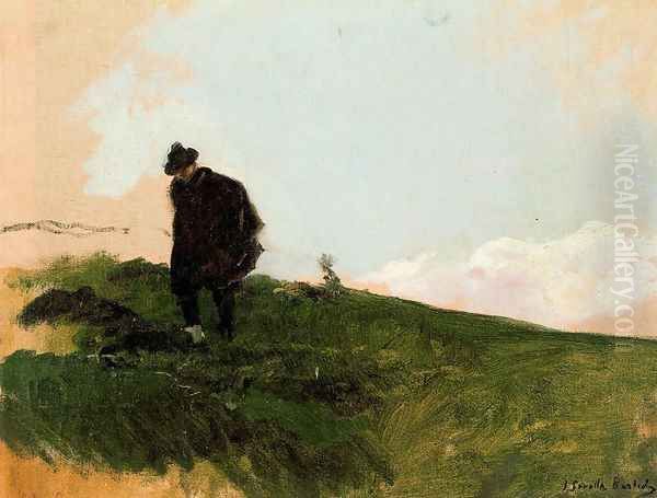 Landscape with a Figure Oil Painting by Joaquin Sorolla Y Bastida