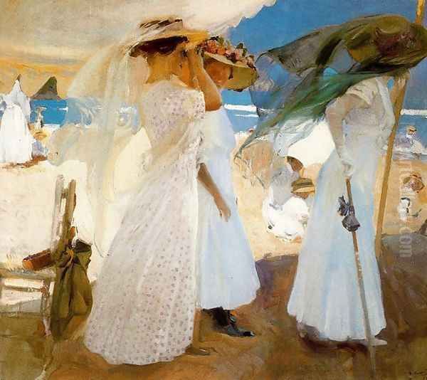 Under the awning. Zarauz Oil Painting by Joaquin Sorolla Y Bastida