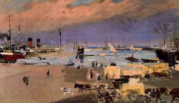 Port of Valencia Oil Painting by Joaquin Sorolla Y Bastida