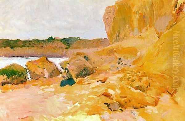 Rocks, Mallorca coast Oil Painting by Joaquin Sorolla Y Bastida