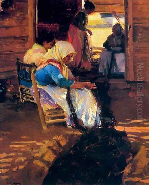 Weaving nets Oil Painting by Joaquin Sorolla Y Bastida