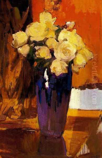 White Rose in the garden of the house Oil Painting by Joaquin Sorolla Y Bastida