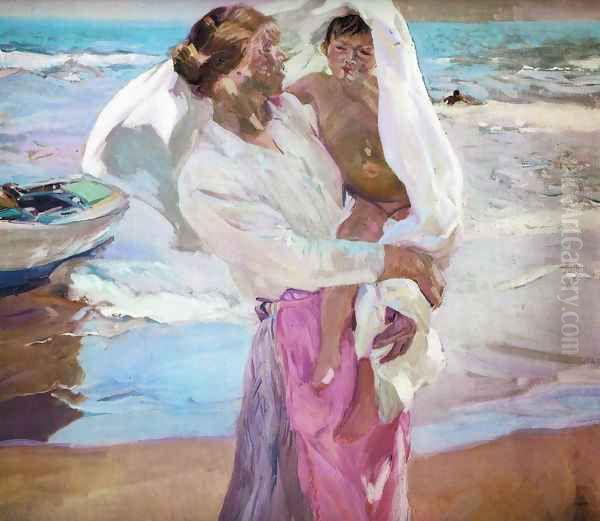 Leaving the bath 2 Oil Painting by Joaquin Sorolla Y Bastida