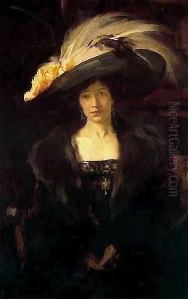 Clotilde with hat Oil Painting by Joaquin Sorolla Y Bastida