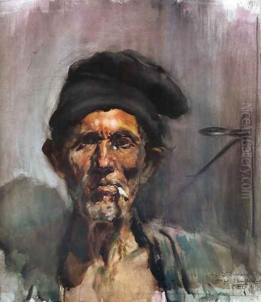 The old man of the cigarette Oil Painting by Joaquin Sorolla Y Bastida