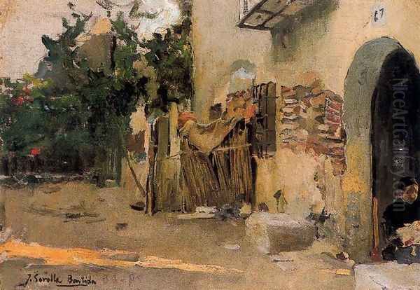 Valencian Alquería Oil Painting by Joaquin Sorolla Y Bastida