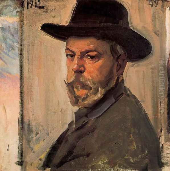 Self-portrait with a hat Oil Painting by Joaquin Sorolla Y Bastida