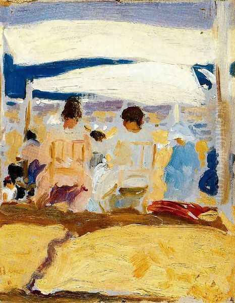 Under the awning (San Sebastian) Oil Painting by Joaquin Sorolla Y Bastida