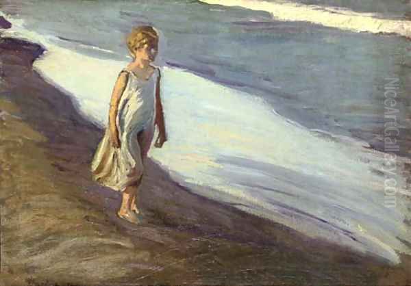 Nina en la playa Oil Painting by Joaquin Sorolla Y Bastida