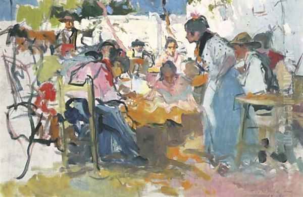 Net Menders in Valencia Oil Painting by Joaquin Sorolla Y Bastida