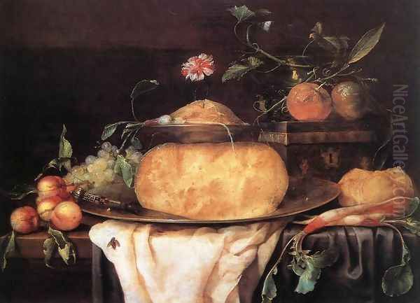 Still-Life with Cheese 1650s Oil Painting by Joris Van Son