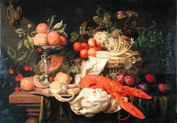 Still Life with Lobster, 1660 Oil Painting by Joris Van Son