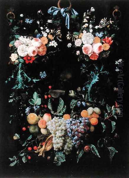 Floral Still Life with Vanitas, 1658-60 Oil Painting by Joris Van Son