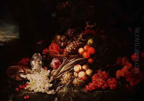 Still Life with a Basket of Fruit Oil Painting by Joris Van Son